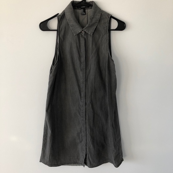 Forever 21 Dark Grey Jean Button Up Dress - Picture 1 of 4
